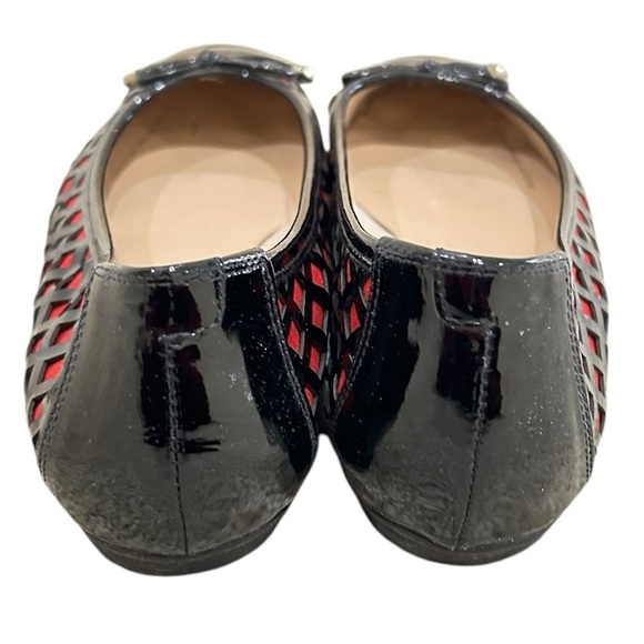 Fs/ny red & black patent laser cut round toe ballet flat shoes size 8 - Picture 7 of 9